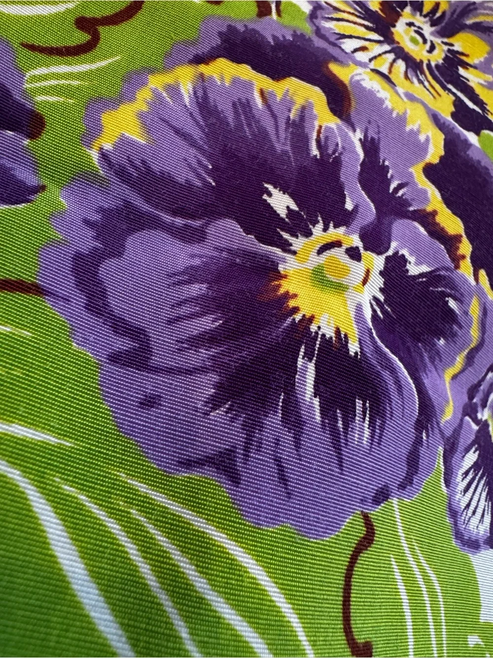 Vintage 1950s California Hand Print Tablecloth | Pansy Basket Pattern | Like New
